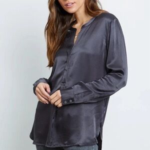 New Rails Pearl Satin Blouse in Slate